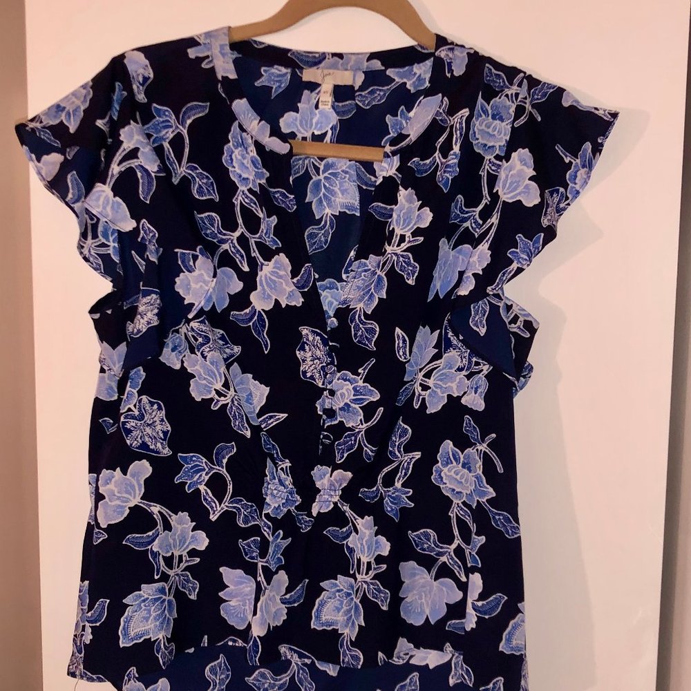 Joie floral navy and blue top